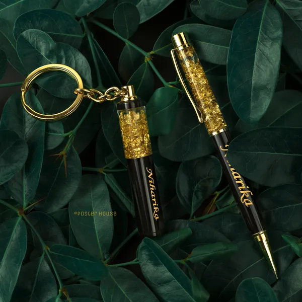 Black_Gold_Glitter_Pen_&_Keychain_Combo_Pack_Of_2