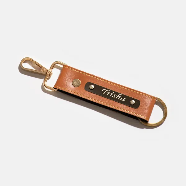Tan_Personalized_Leather_Keychain