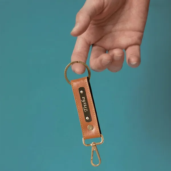 Tan_Personalized_Leather_Keychain