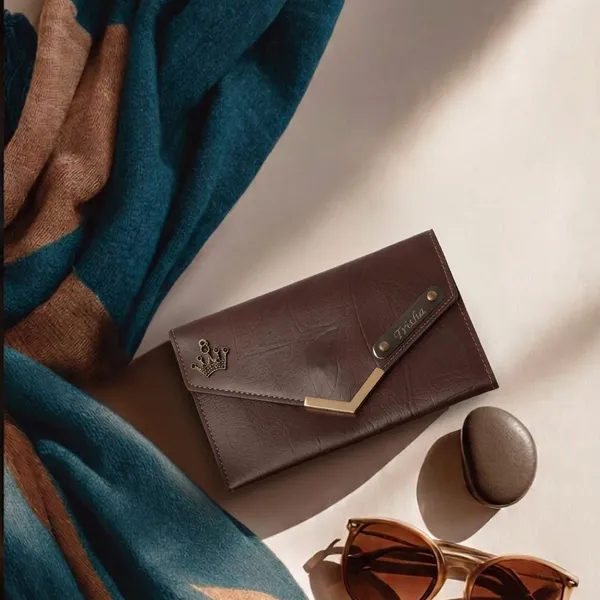 Brown_Personalised_Ladies_Clutch_Purse