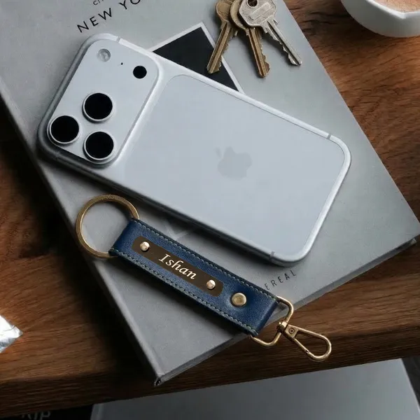 Navy_Blue_Personalized_Leather_Keychain