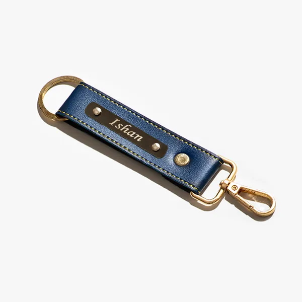 Navy_Blue_Personalized_Leather_Keychain