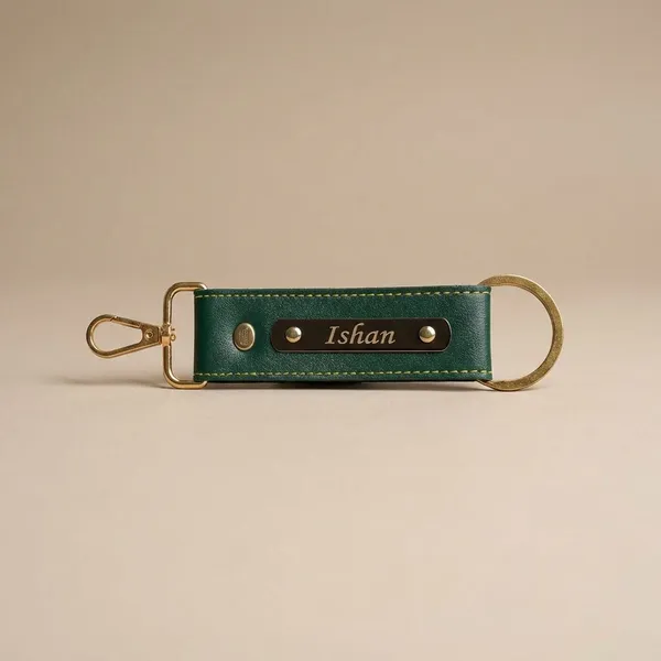 Green_Personalized_Leather_Keychain