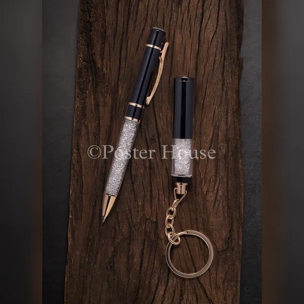 Black_Sparkling_Diamonds_Pen_&_Keychain_Combo_Pack_Of_2