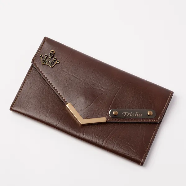 Brown_Personalised_Ladies_Clutch_Purse