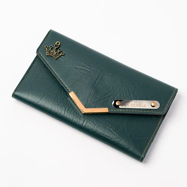 Olive_Green_Personalised_Ladies_Clutch_Purse