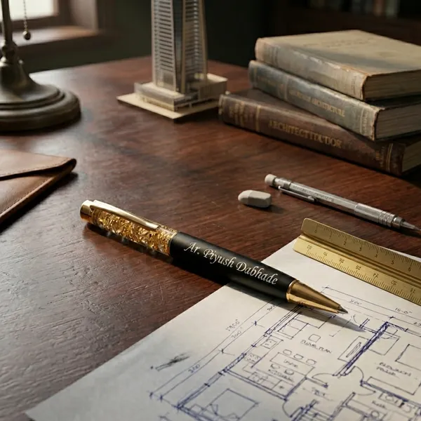 Gold_And_Black_Glitter_Architect_Personalised_Pen