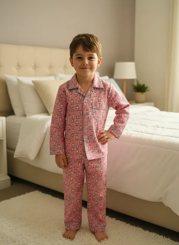 Pink_Bunny_Print_Spun_Cotton_Night_Suit_For_Boys