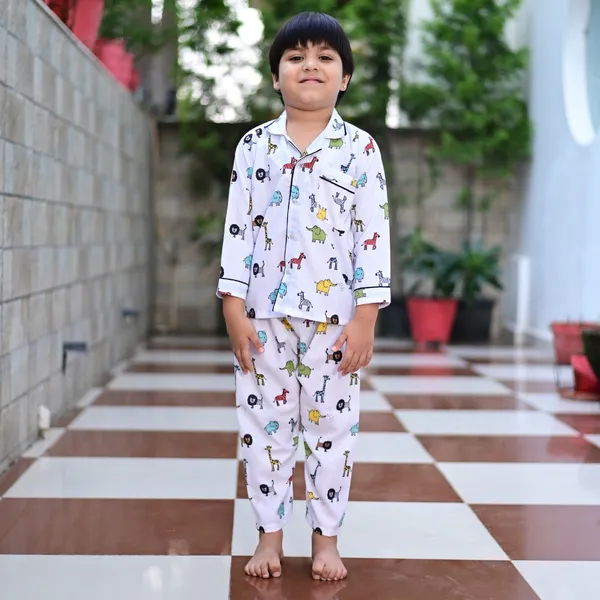White_Soft_Cotton_Animal_Printed_Nightwear_For_For_Boys