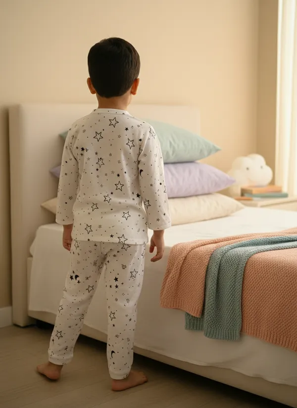 White_Soft_Cotton_Star_Printed_Nightwear_For_For_Boys
