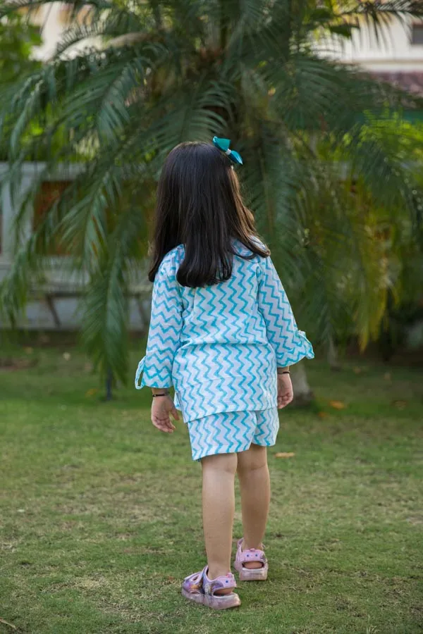 White_&_Blue_Embroidered_Chevron_Block_Print_Co_Ord_Set_For_Girls