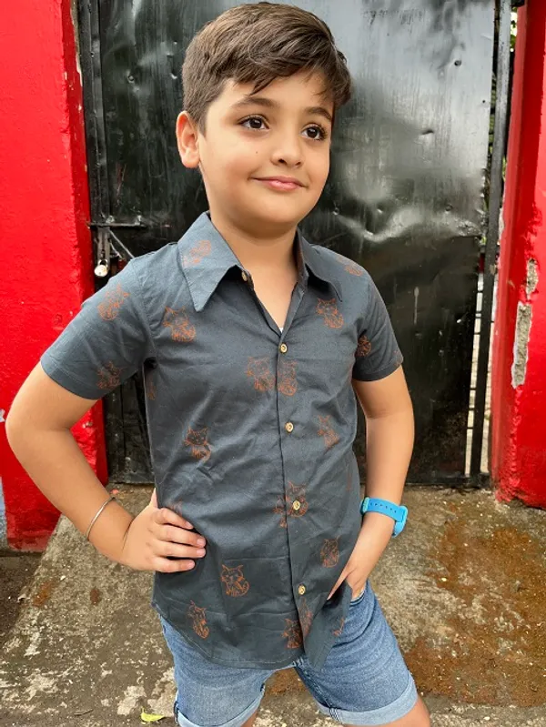 Grey_Kitty_Block_Print_Cotton_Lycra_Shirt_For_Boys