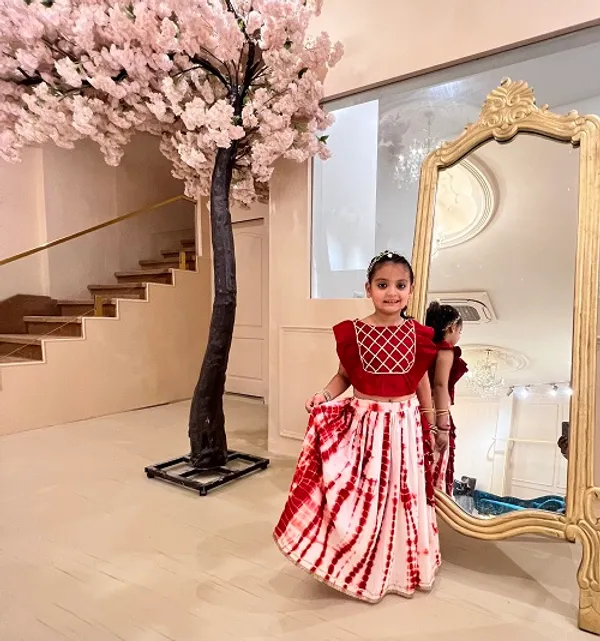 Red_And_White_Tie_Dye_Gota_Work_Lehenga_Skirt_Top_Set_For_Girls