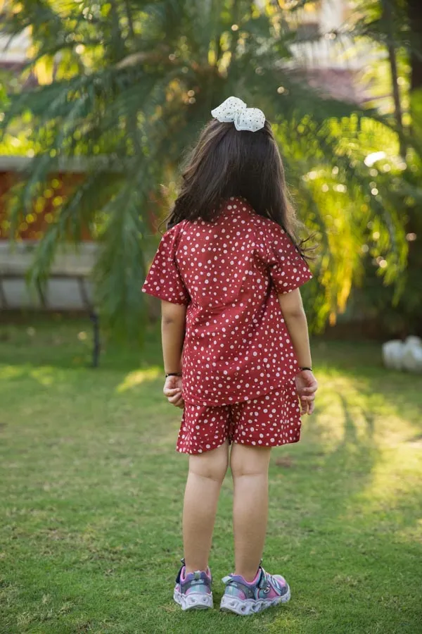Red_Polka_Dot_Shirt_Shorts_Co_Ord_Set_For_Girls