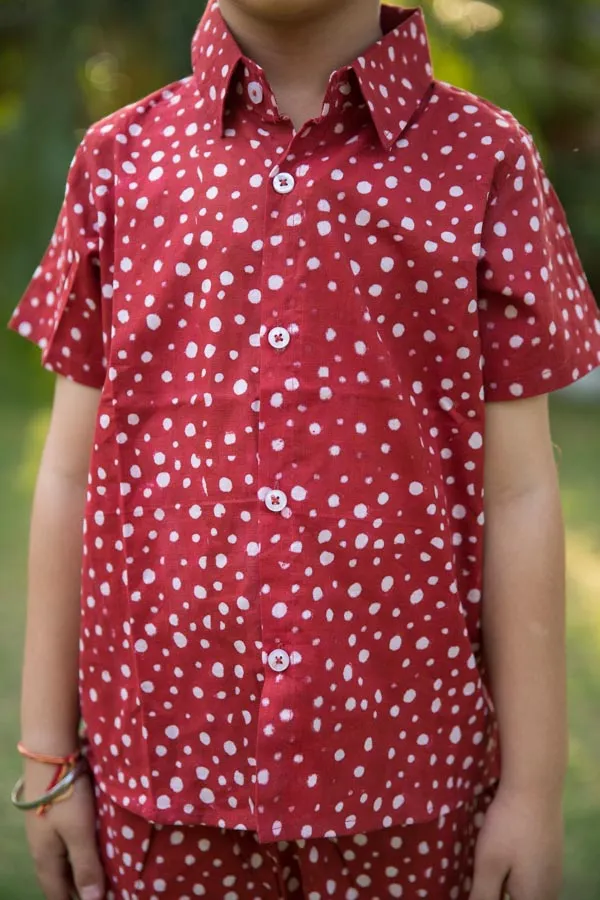 Red_Polka_Dot_Shirt_Shorts_Co_Ord_Set_For_Boys