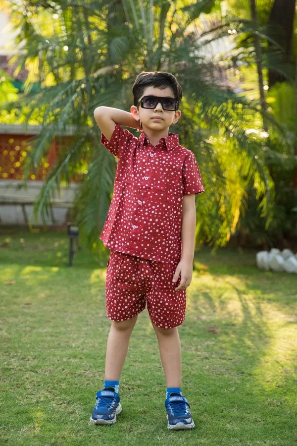 Red_Polka_Dot_Shirt_Shorts_Co_Ord_Set_For_Boys