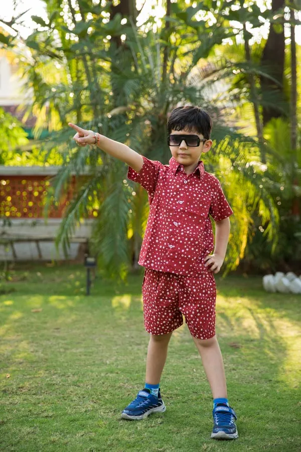 Red_Polka_Dot_Shirt_Shorts_Co_Ord_Set_For_Boys