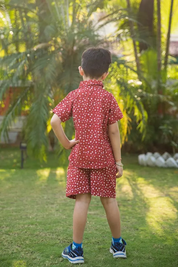 Red_Polka_Dot_Shirt_Shorts_Co_Ord_Set_For_Boys