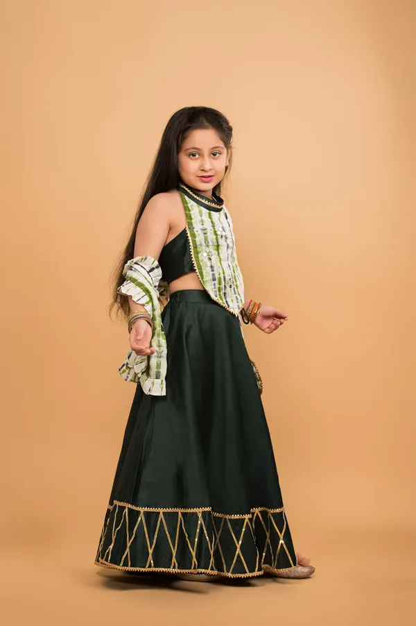 Green_And_White_Solid_Embroidery_Lehnga_Choli_Dupatta_Set