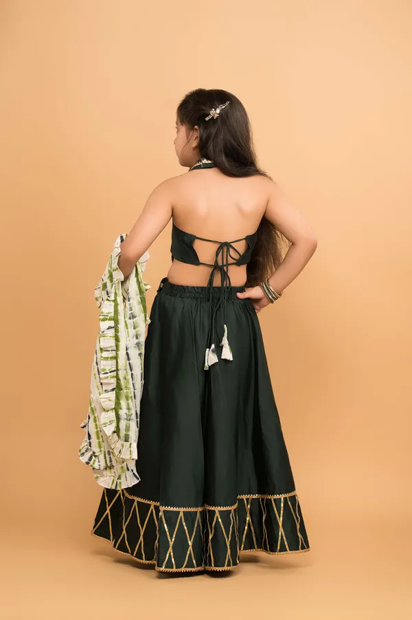 Green_And_White_Solid_Embroidery_Lehnga_Choli_Dupatta_Set