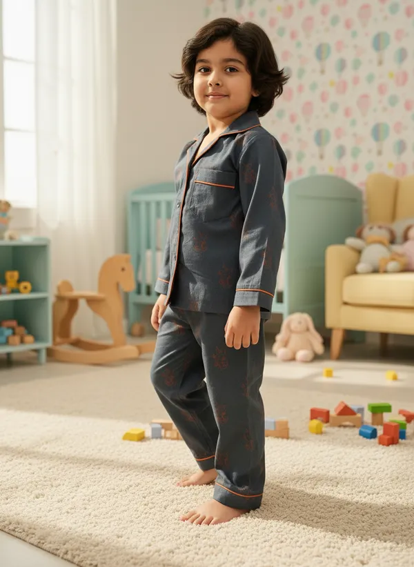 Midnight_Blue_Kitty_Hand_Block_Printed_Lycra_Cotton_Night_Suit_For_Boys