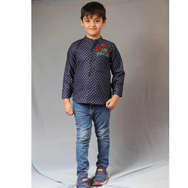 Basic_Blue_Laycra_Denim_Popsicles_Embroydri_Full_Sleeves_Party_Shirt_For_For_Boys