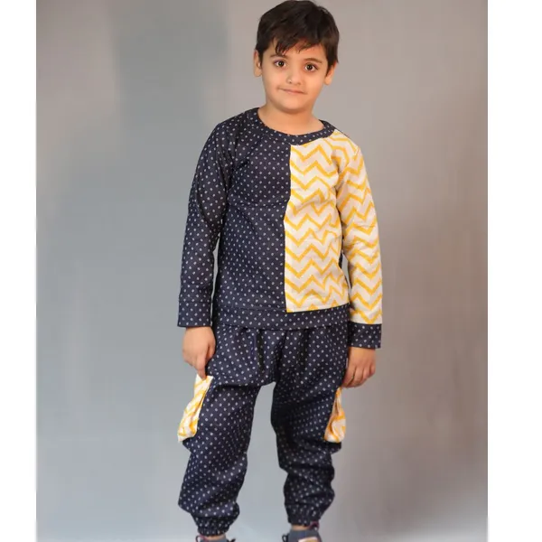 Blue_Printed_Laycra_Denim_Unisex_Co_Ord_Set_For_Boys