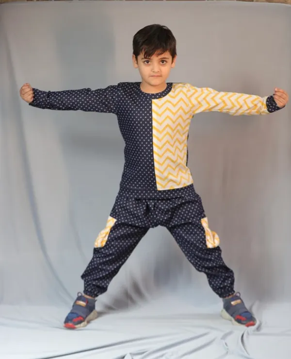 Blue_Printed_Laycra_Denim_Unisex_Co_Ord_Set_For_Boys