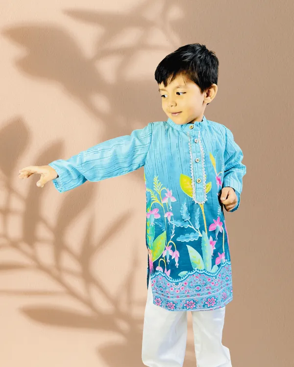 Blue_And_White_2_Piece_Digital_Print_Kurta_Pyjama_Set_For_Boys