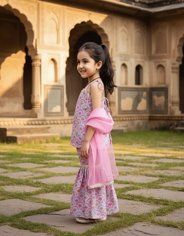 Pink_2_Piece_Digital_Print_Kurta_Sharara_Set_For_Girls