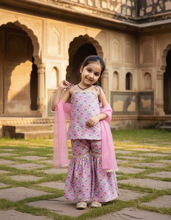 Pink_2_Piece_Digital_Print_Kurta_Sharara_Set_For_Girls