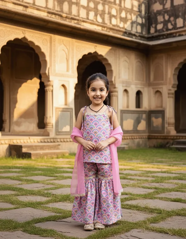 Pink_2_Piece_Digital_Print_Kurta_Sharara_Set_For_Girls