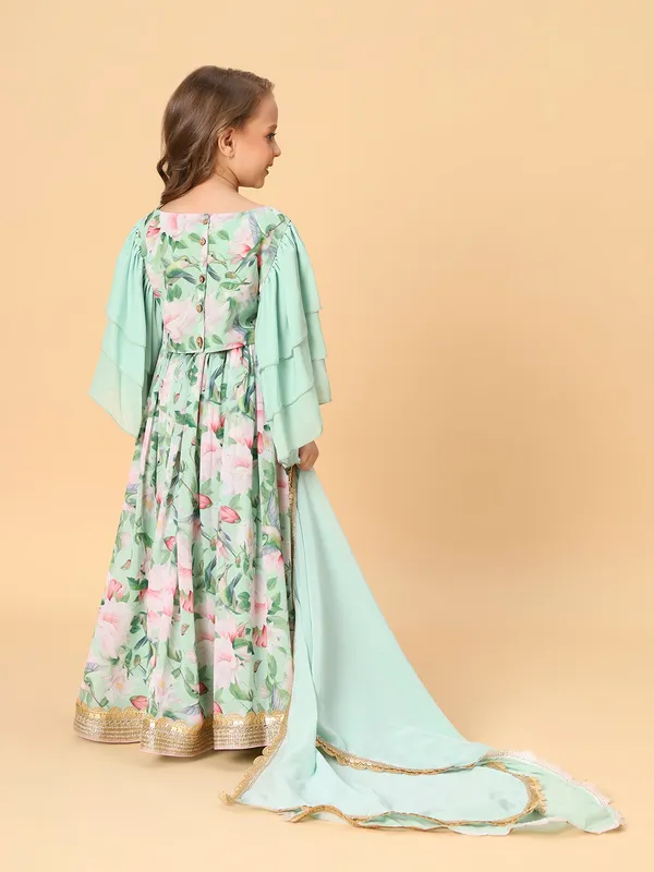 Sea_Green_Three_Piece_Party_Wear_Lehanga_Top_Set_For_Girls
