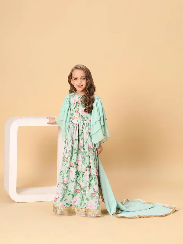 Sea_Green_Three_Piece_Party_Wear_Lehanga_Top_Set_For_Girls