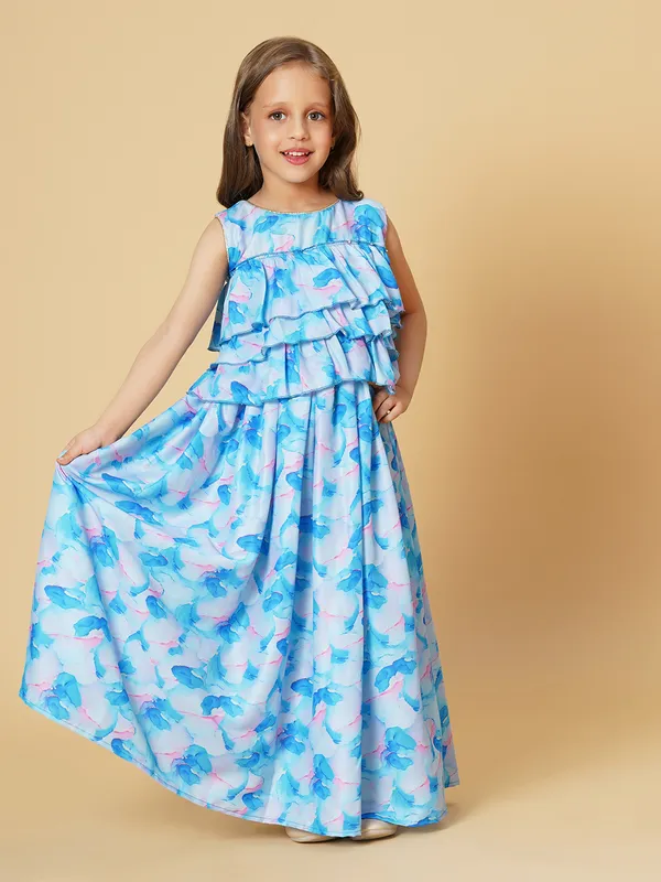Aqua_Blue_Party_Wear_Lehnga_Top_Set_For_Girls