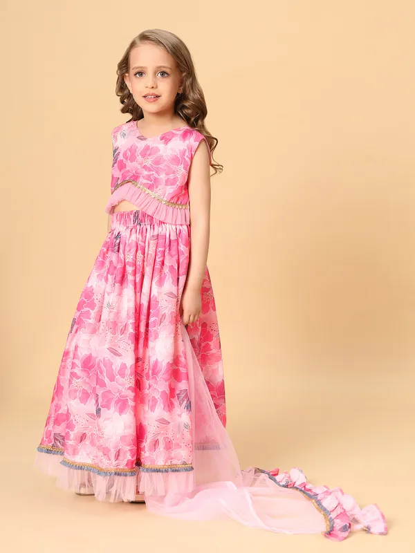 Pink_Three_Piece_Party_Wear_Lehnga_Top_Set_For_Girls