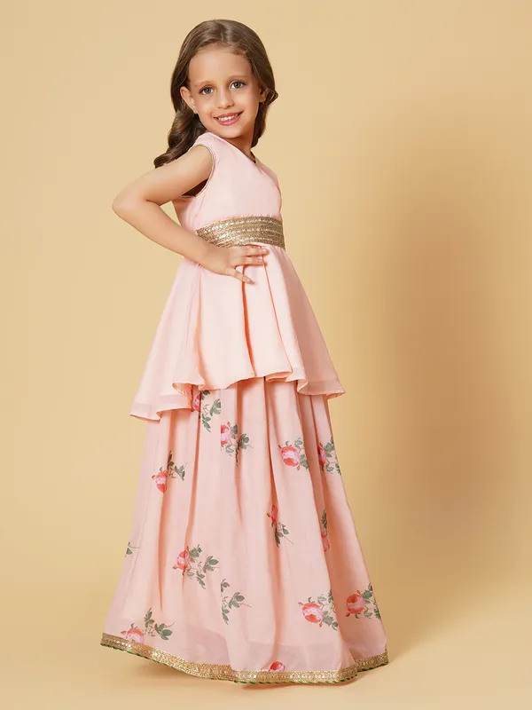 Pink_Three_Piece_Party_Wear_Lehnga_Top_Set_For_Girls