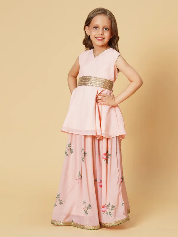 Pink_Three_Piece_Party_Wear_Lehnga_Top_Set_For_Girls