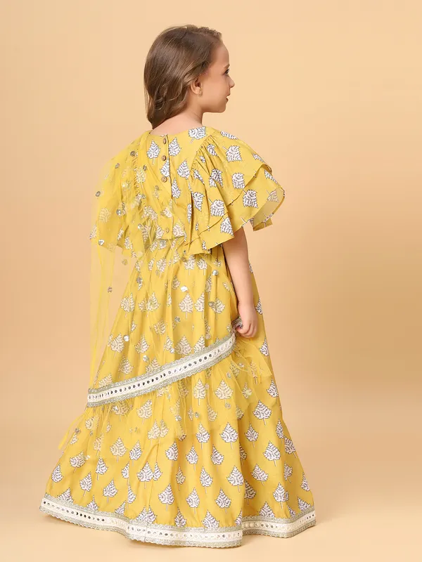 Yellow_Three_Piece_Party_Wear_Lehnga_Top_Dupatta_Set_For_Girls