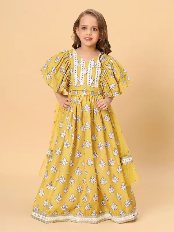 Yellow_Three_Piece_Party_Wear_Lehnga_Top_Dupatta_Set_For_Girls
