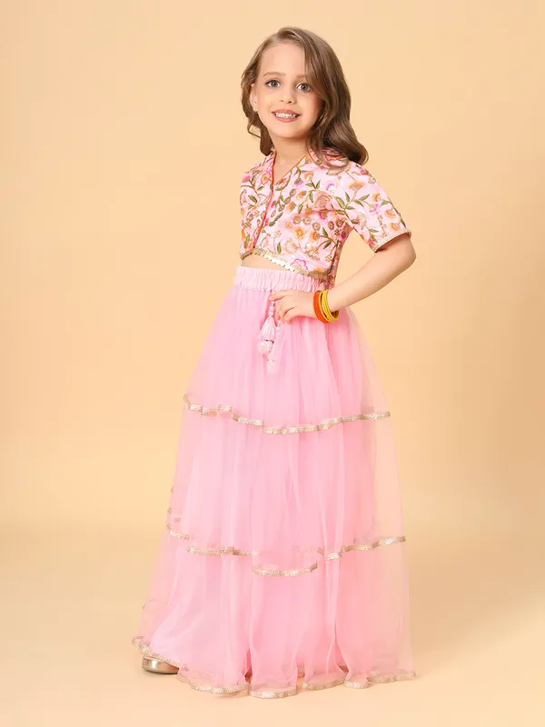 Pink_Two_Piece_Party_Wear_Lehnga_Choli_Set_For_Girls