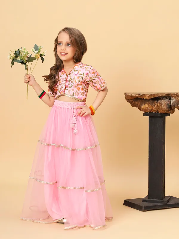 Pink_Two_Piece_Party_Wear_Lehnga_Choli_Set_For_Girls