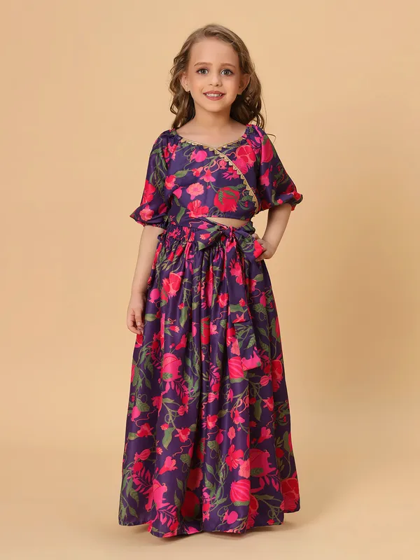 Purple_Two_Piece_Party_Wear_Lehnga_Top_Set_For_Girls