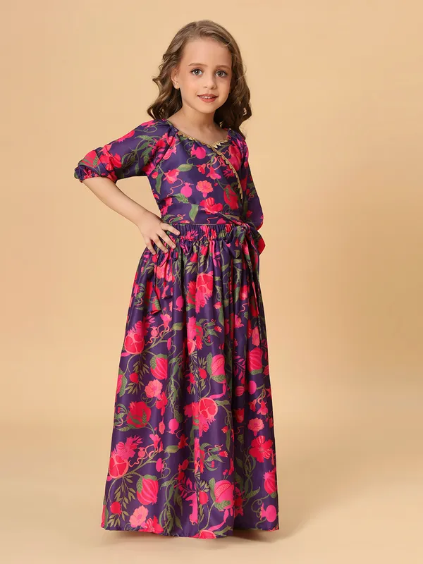 Purple_Two_Piece_Party_Wear_Lehnga_Top_Set_For_Girls