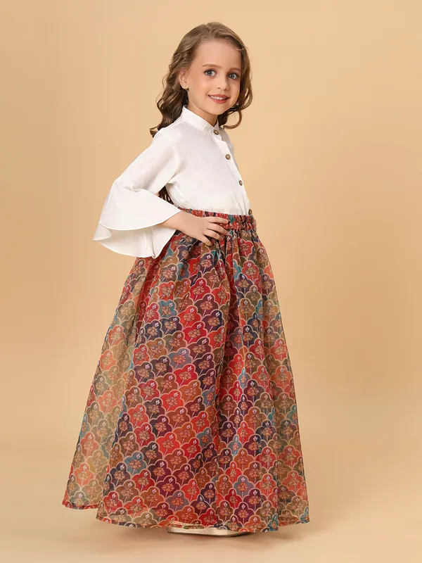 Maroon_And_White_Two_Piece_Party_Wear_Lehnga_Top_Set_For_Girls