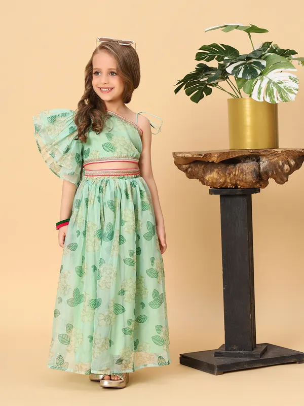 Green_Two_Piece_Green_Party_Wear_Lehnga_Top_Dupatta_Set_For_Girls
