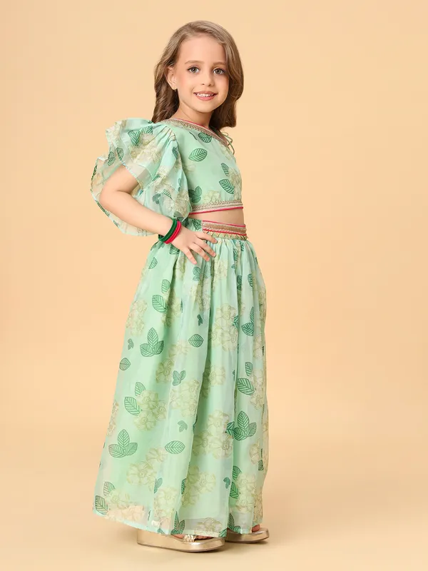 Green_Two_Piece_Green_Party_Wear_Lehnga_Top_Dupatta_Set_For_Girls