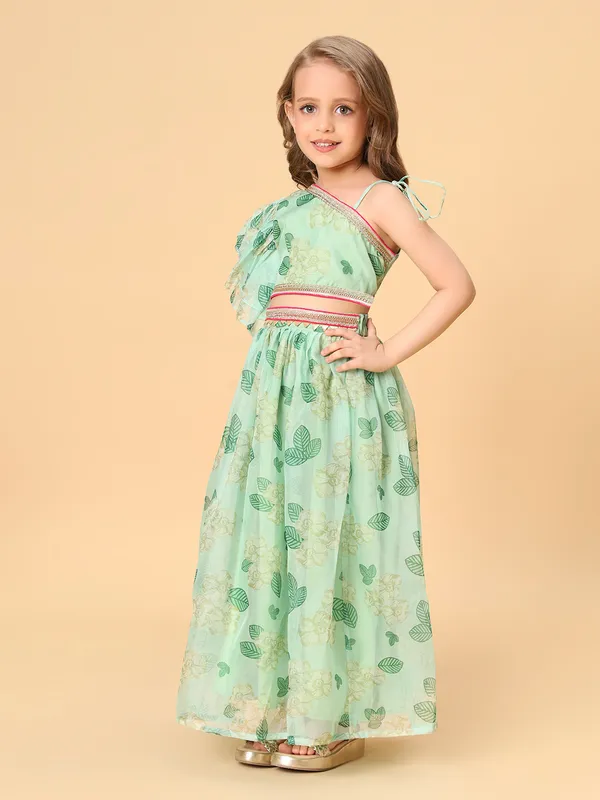 Green_Two_Piece_Green_Party_Wear_Lehnga_Top_Dupatta_Set_For_Girls