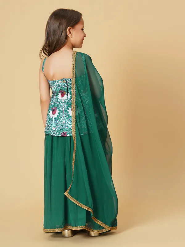 Green_Three_Piece_Party_Wear_Lehnga_Top_Dupatta_Set_For_Girls