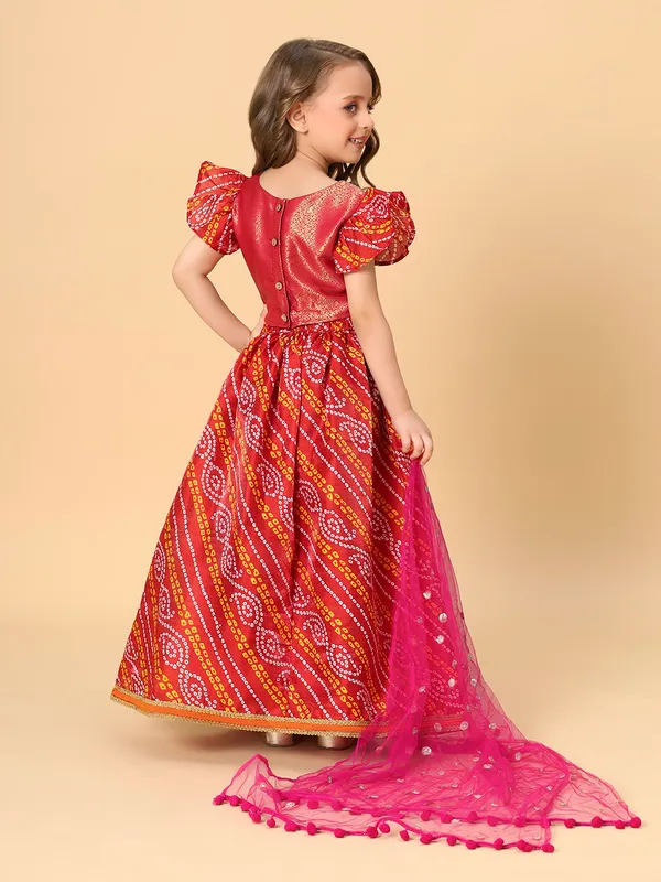 Red_Three_Piece_Party_Wear_Lehnga_Top_Dupatta_Set_For_Girls